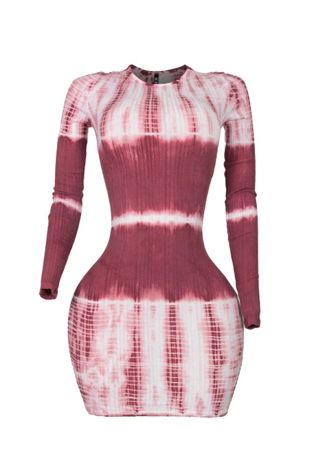 Mauve Tie-Dye Bodycon Dress