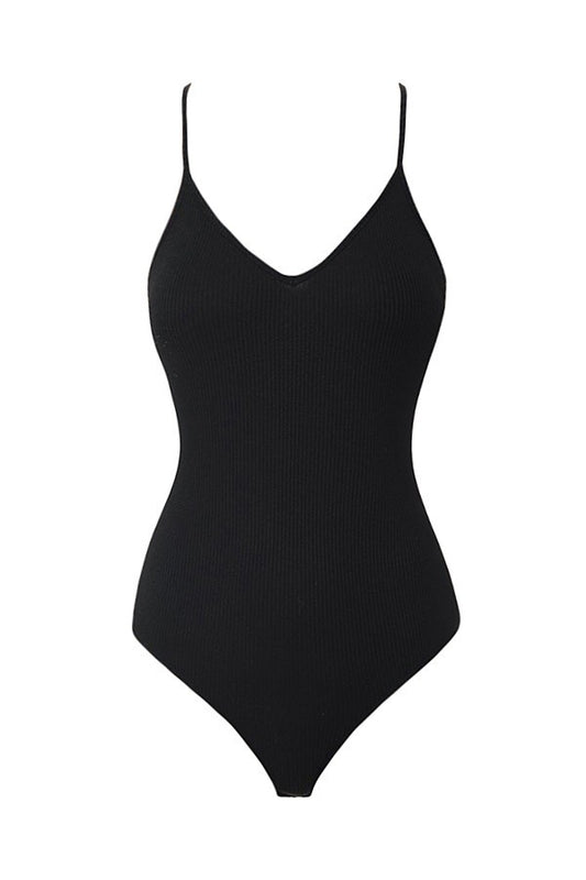 Black Ribbed Bodysuit