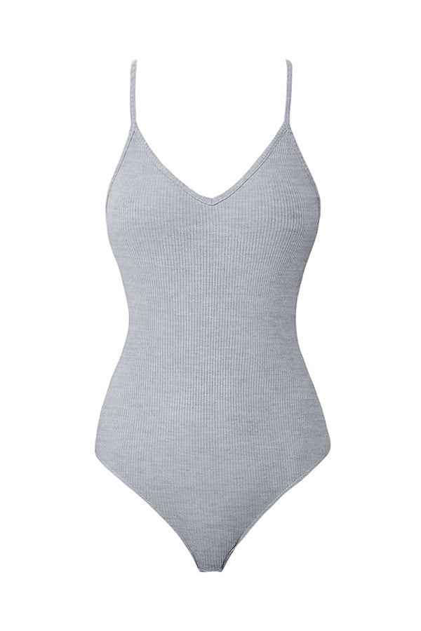 Heather Gray Ribbed Bodysuit