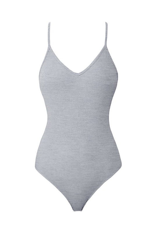Heather Gray Ribbed Bodysuit